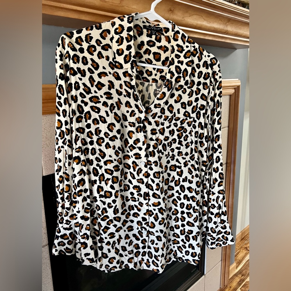 EUC Velvet Heart Leopard Button Down